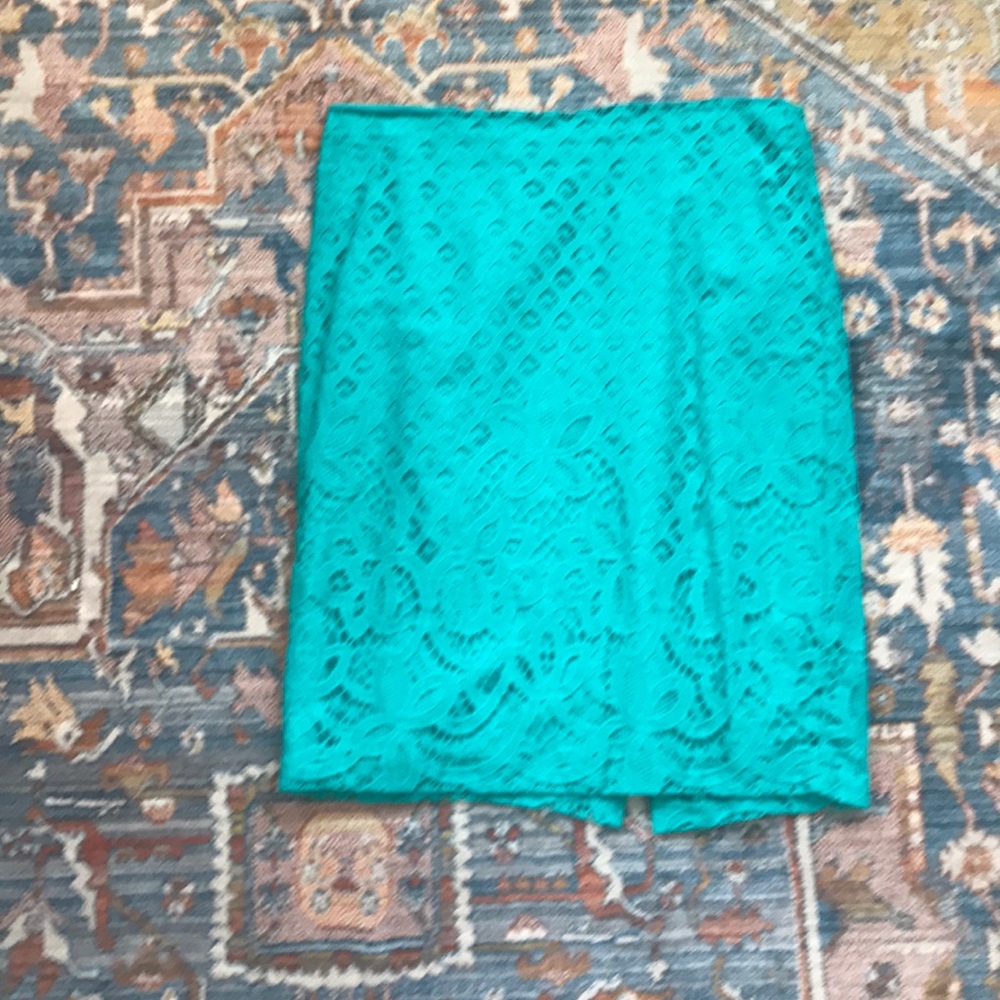 Loft Petite turquoise pencil skirt
